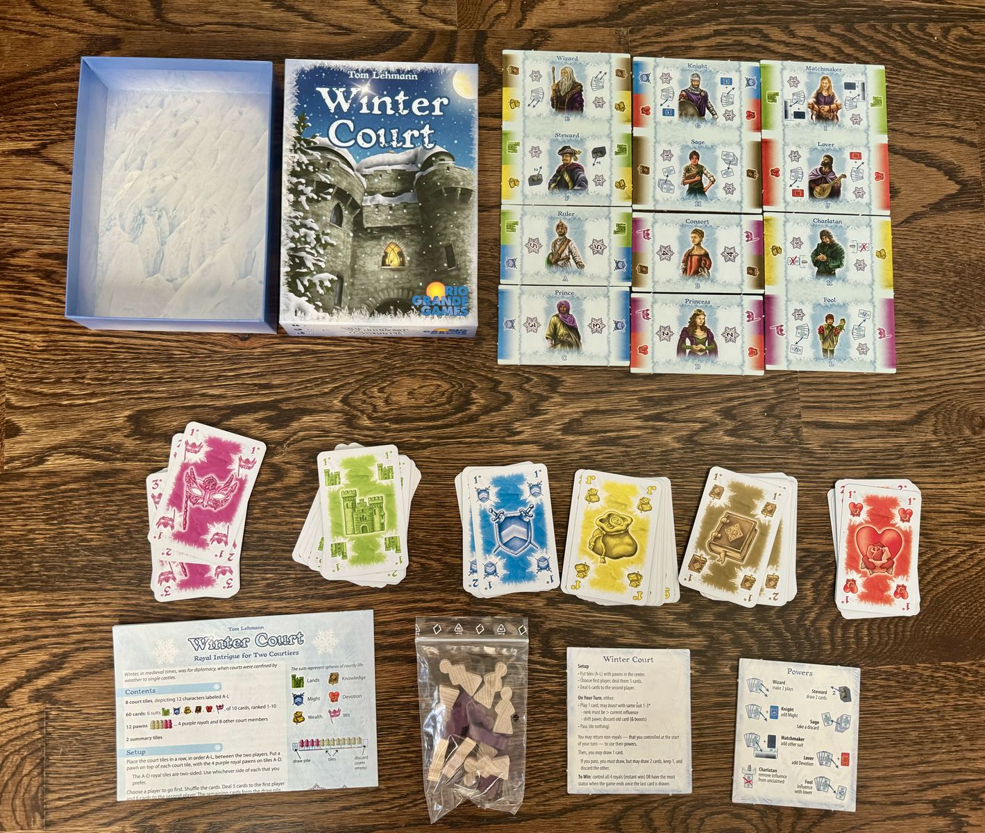Winter Court cards and pawns