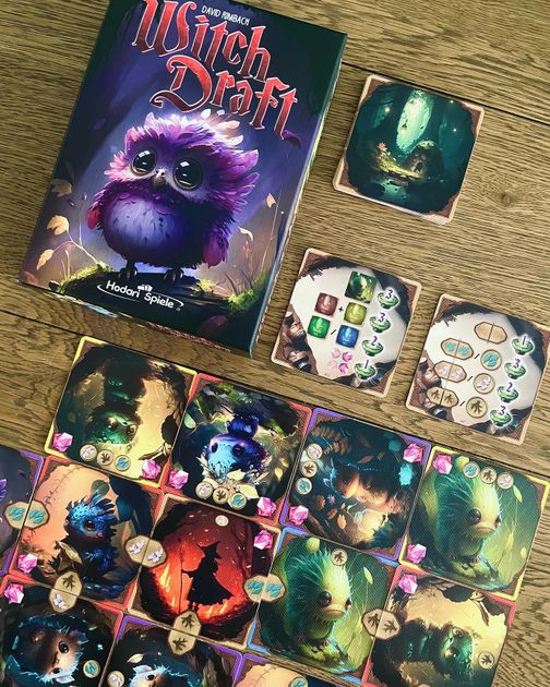 WitchDraft cards arranged during play