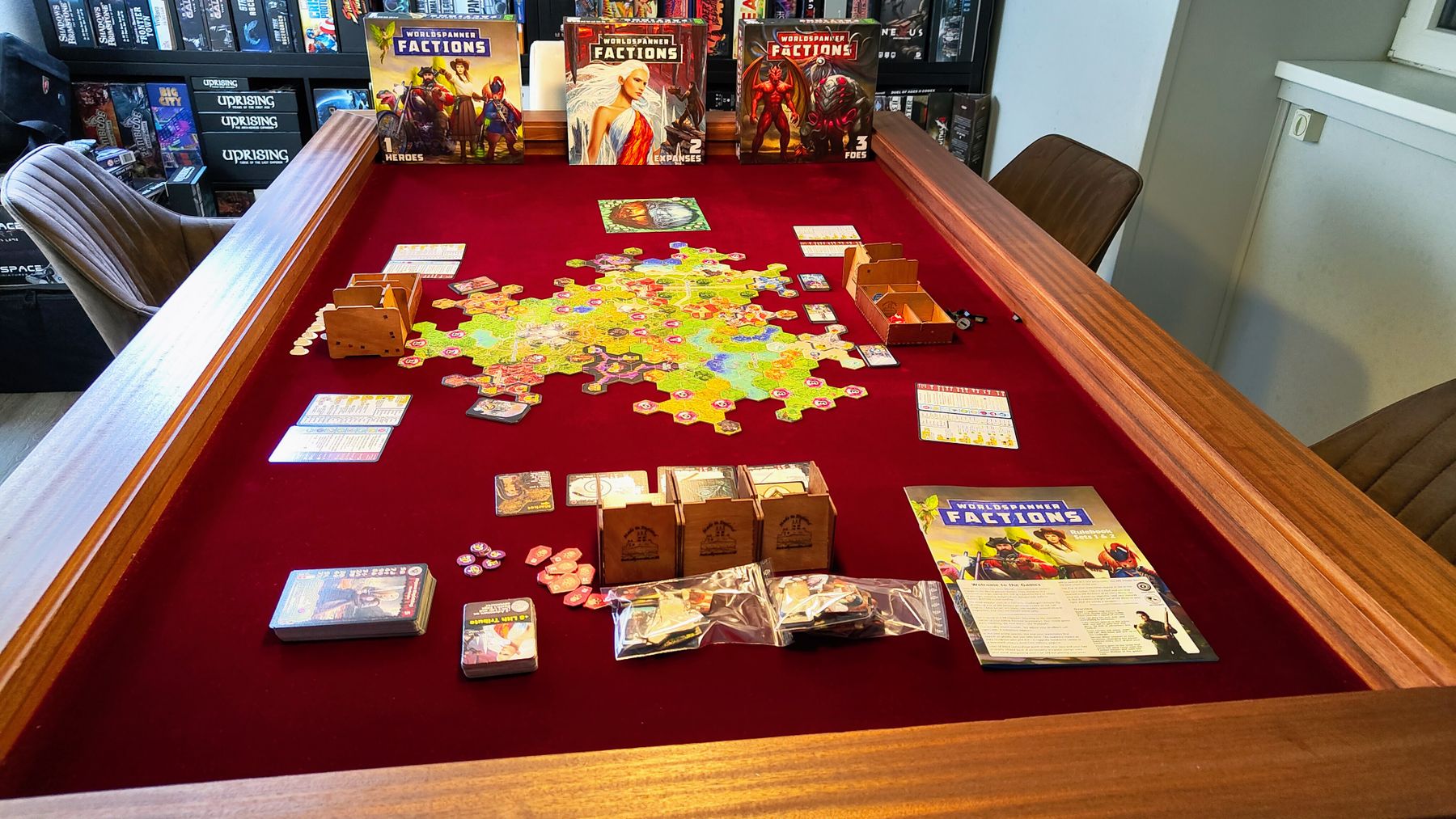 Worldspanner Factions game set up on a table