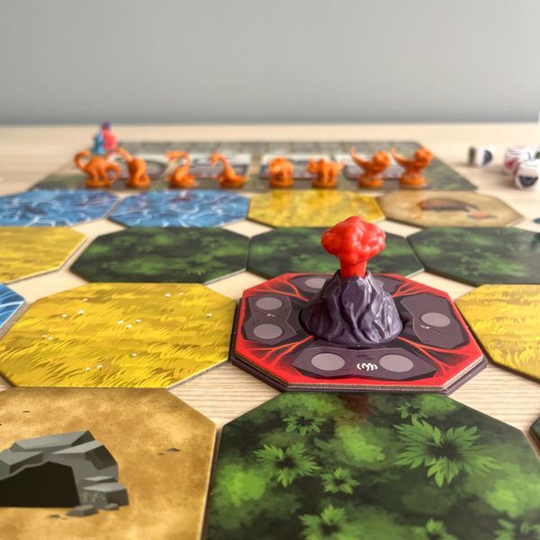 Close-up of Wrath of Fire Mountain volcano and terrain tiles