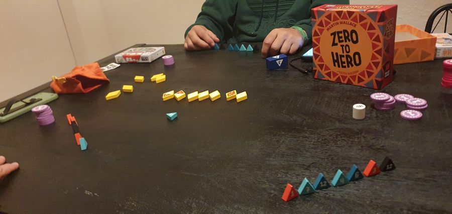 Zero to Hero board game set up for play