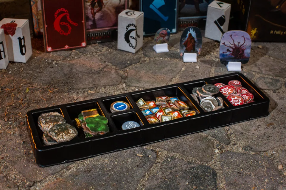 Gloomhaven Jaws of the Lion included plastic organizer tray with sorted tokens