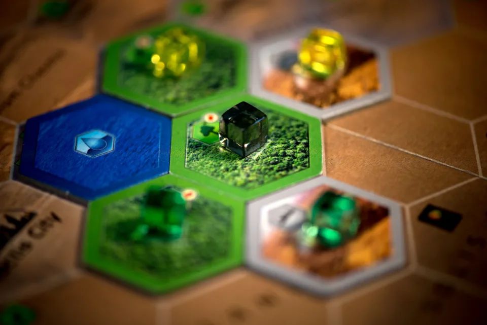 Terraforming Mars ocean and city tiles on the Mars board