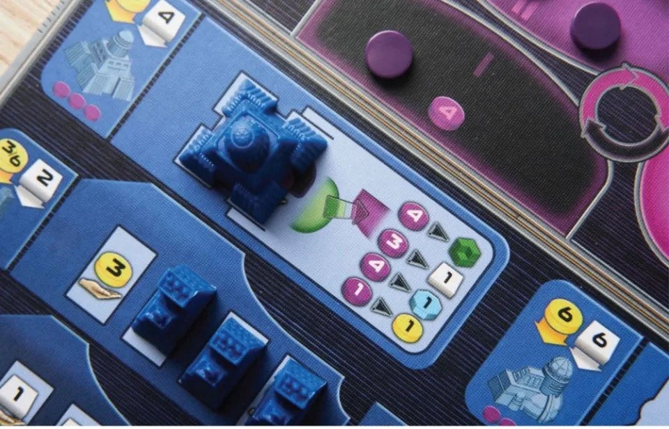Gaia Project blue faction buildings and technology board detail