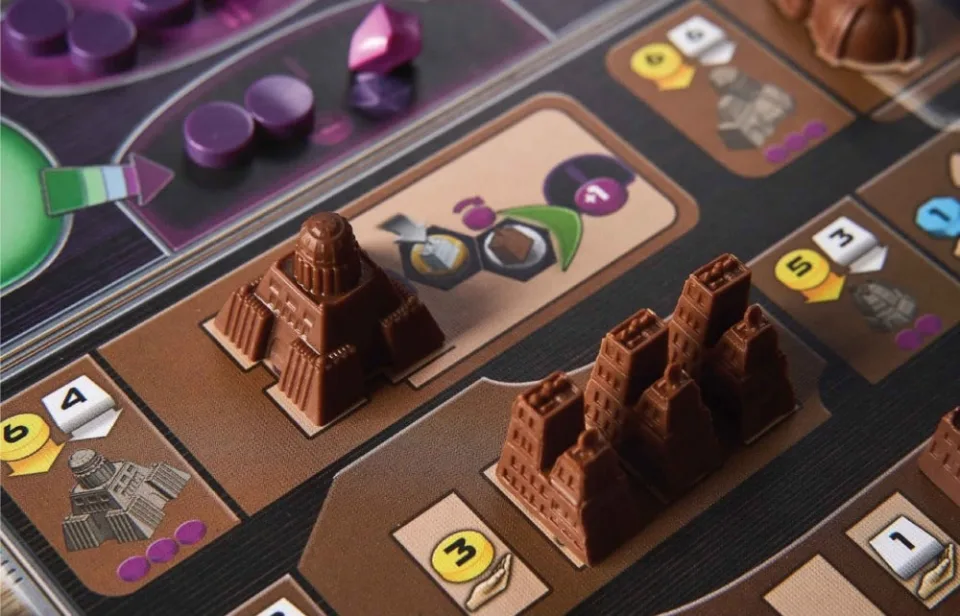 Gaia Project brown faction buildings on a player board