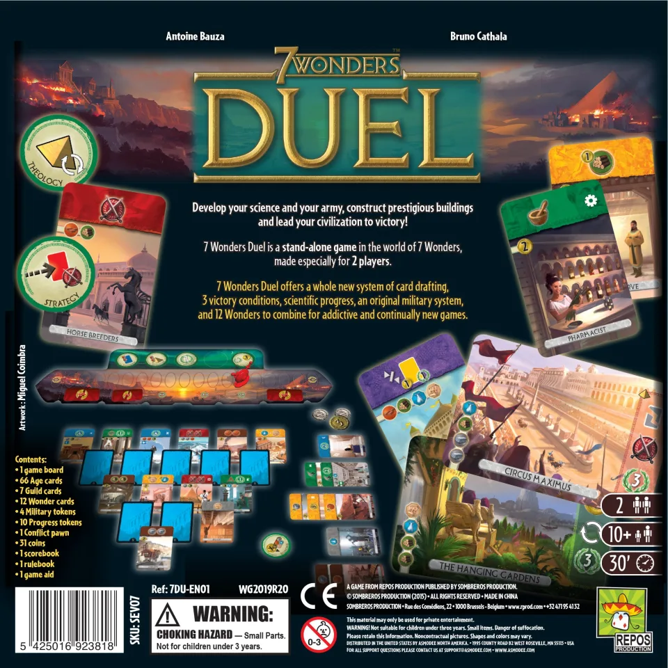 7 Wonders Duel cards board coins and tokens