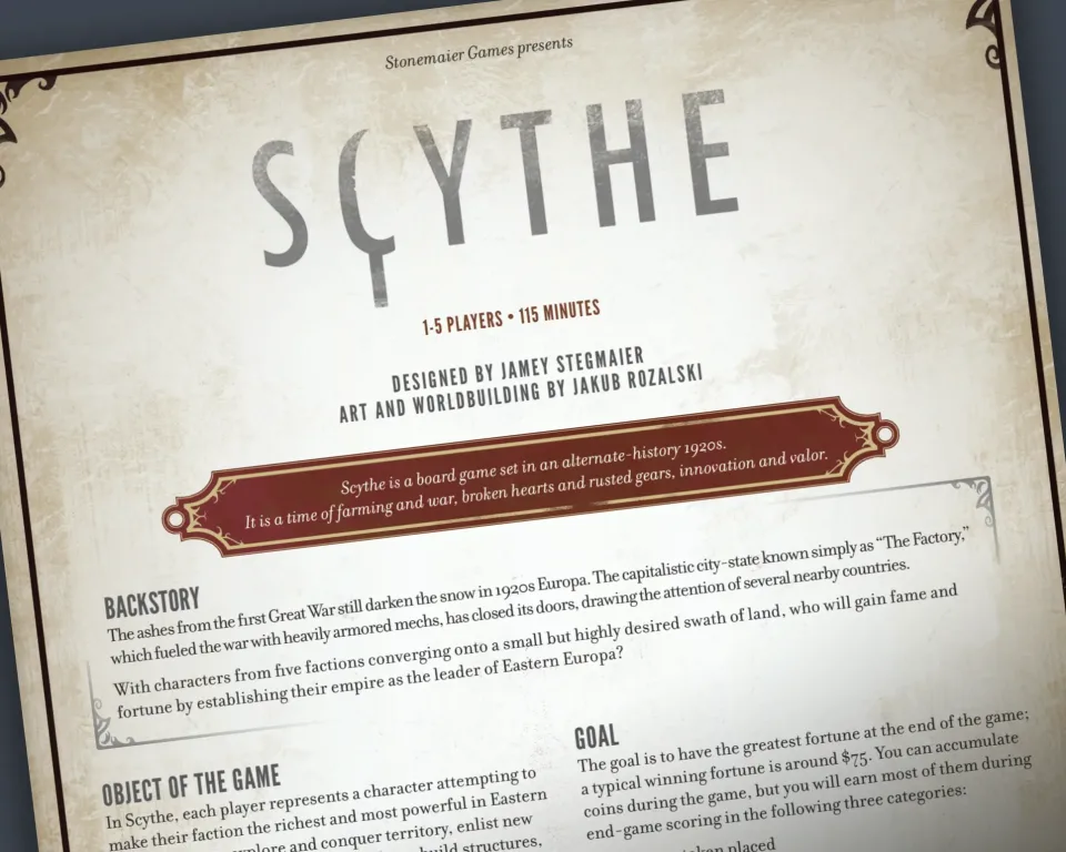Open Scythe rulebook spread