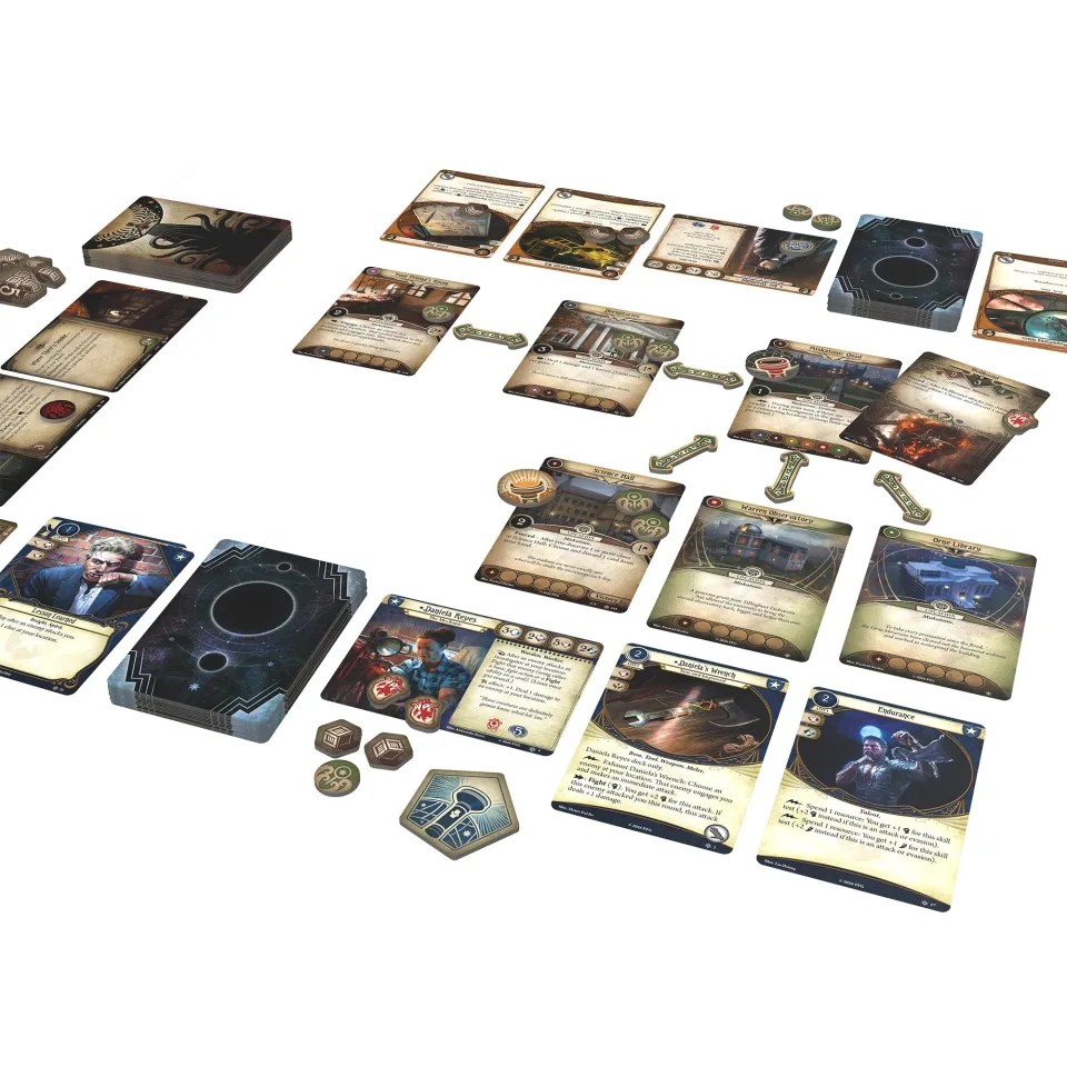 Arkham Horror The Card Game Core Set cards and tokens