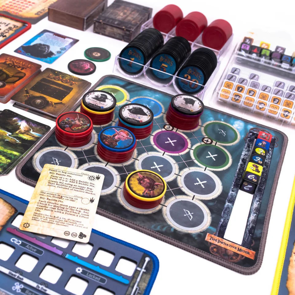 Too Many Bones tactical battle setup with Gearloc and enemy chips