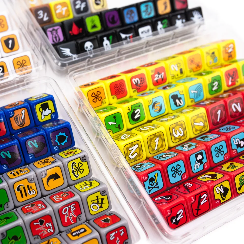 Too Many Bones custom dice in storage trays