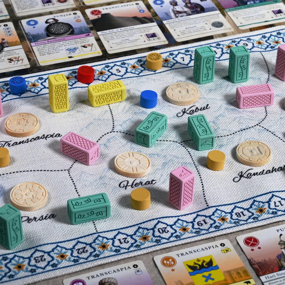 Pax Pamir Second Edition cloth map and coalition blocks