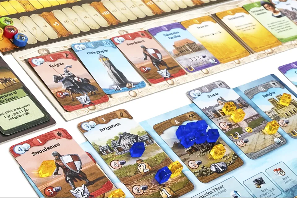 Through the Ages military board and cards.