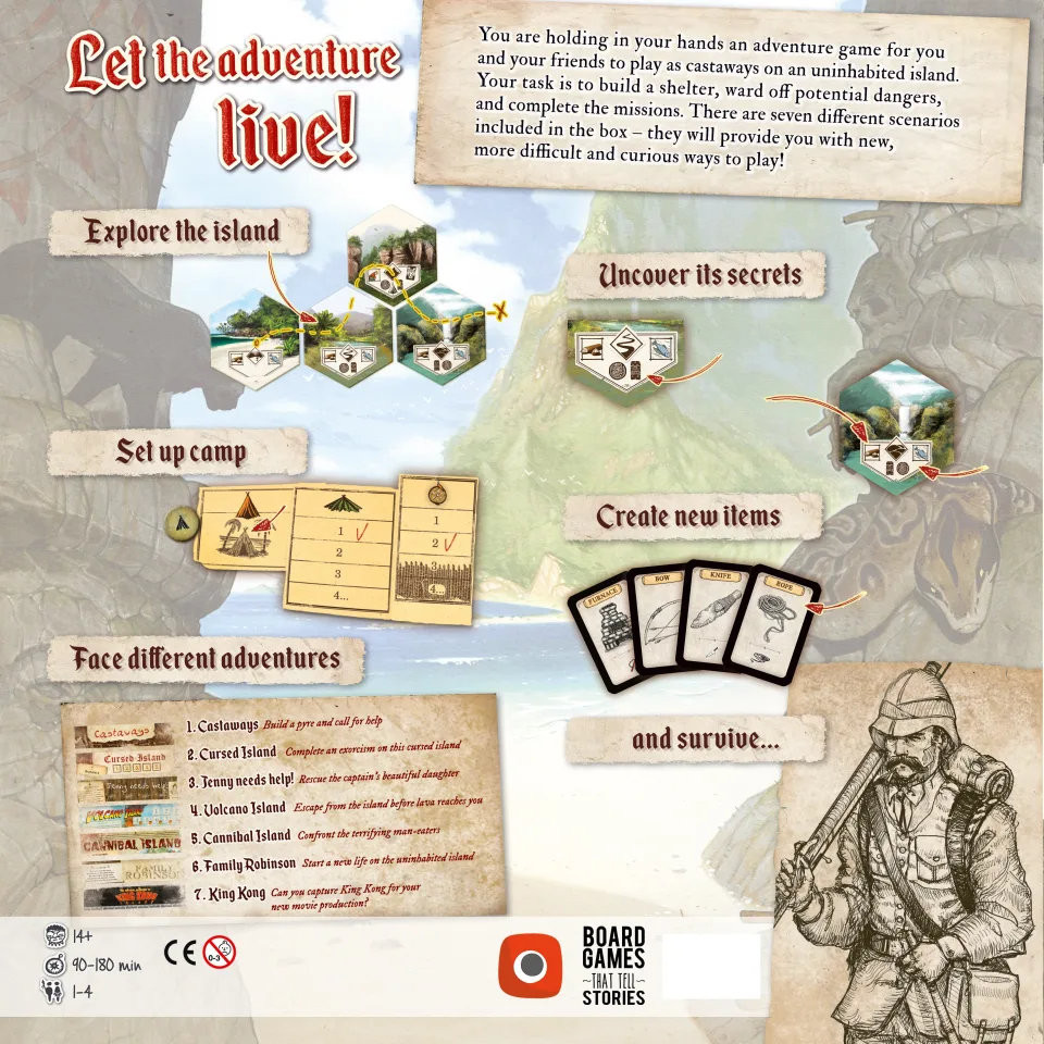 Back of the Robinson Crusoe Adventures on the Cursed Island box.