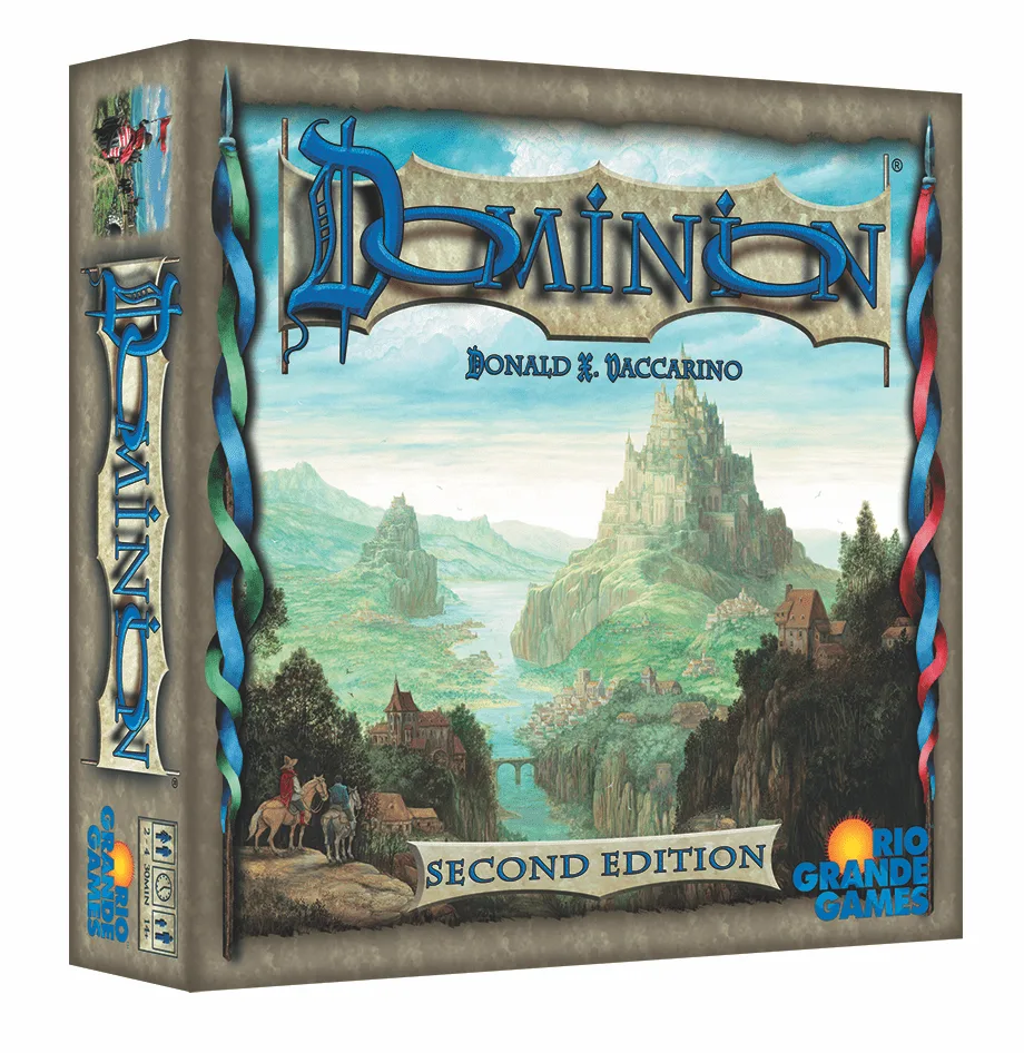 Dominion Second Edition retail board game box.