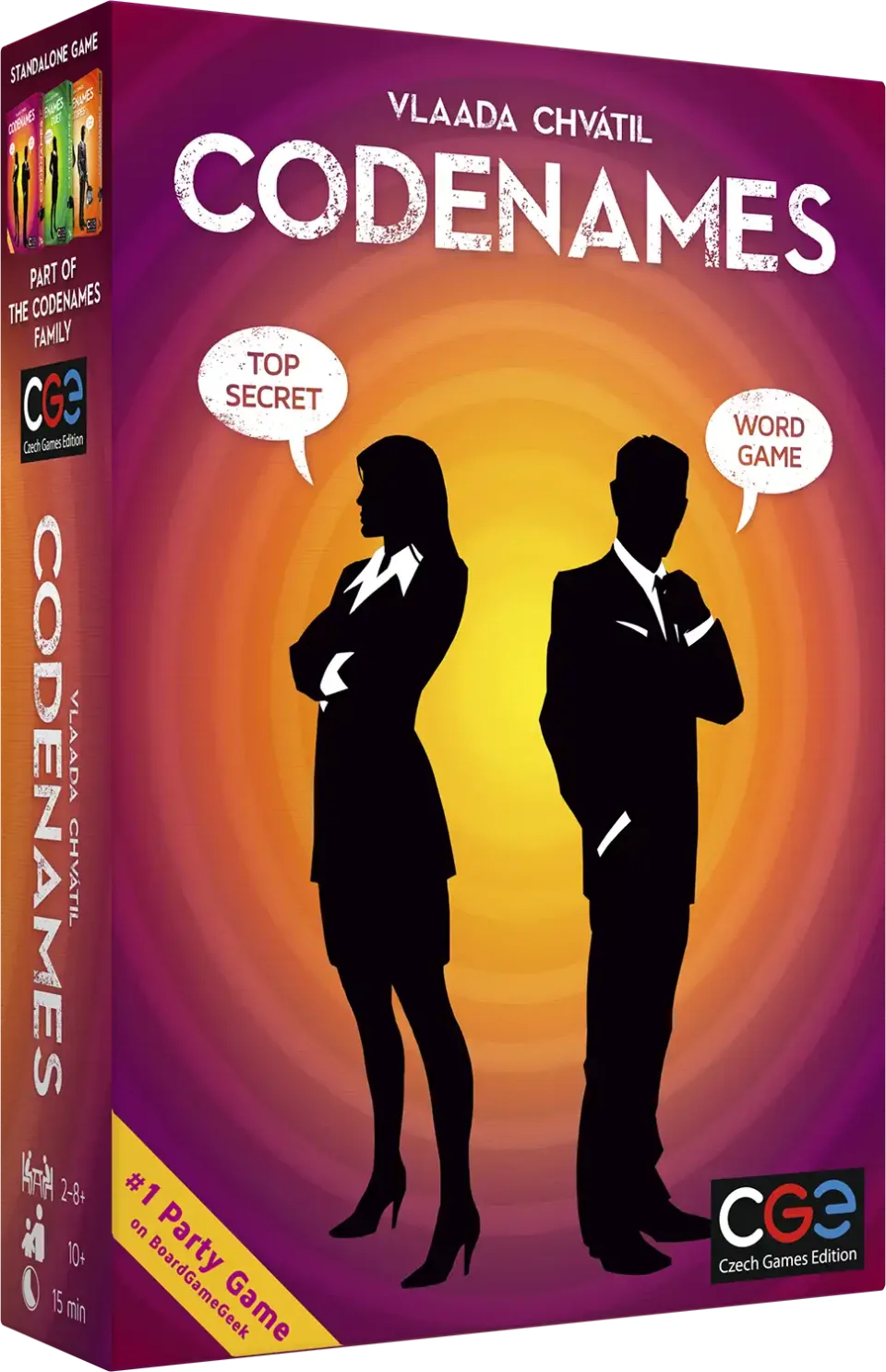 Codenames retail board game box.