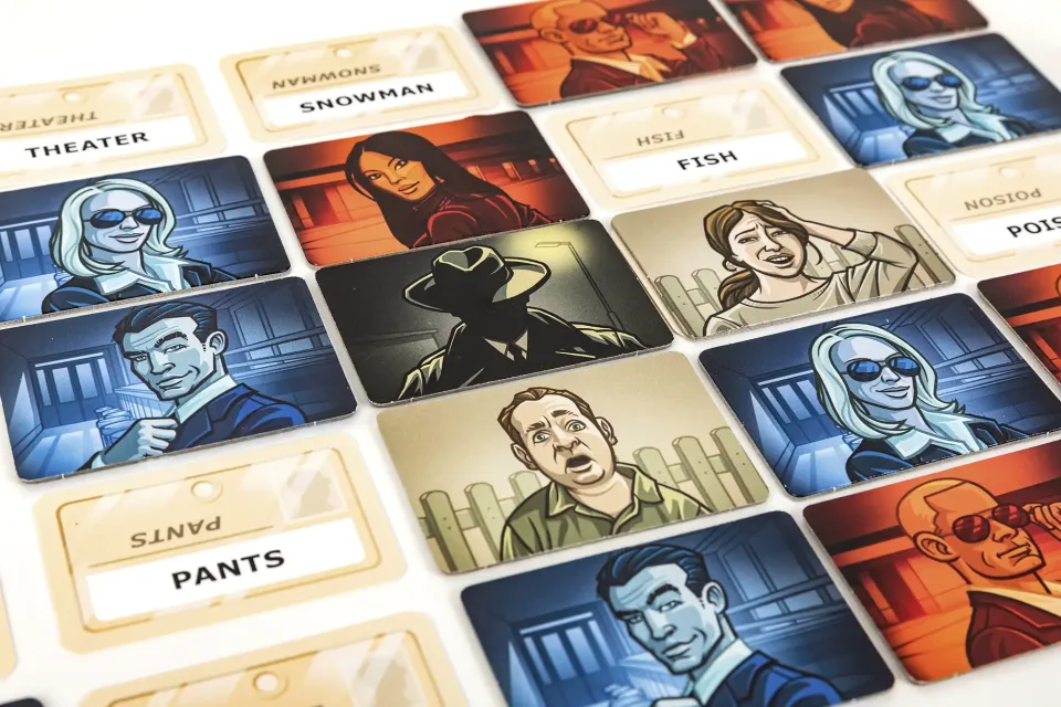 Codenames key cards and card stand for the spymaster.