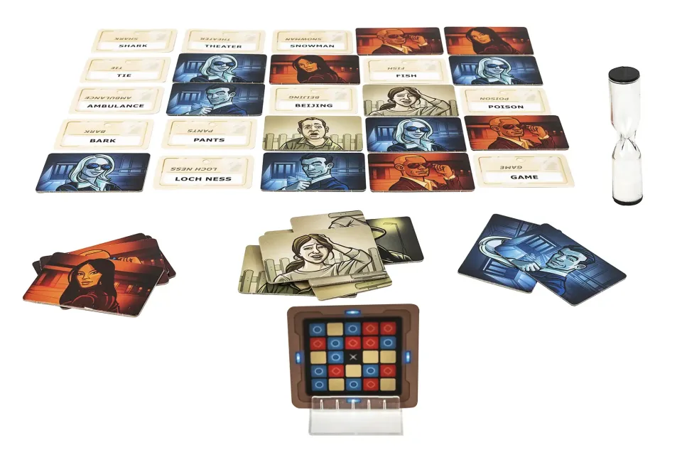 Codenames word cards arranged in a grid.