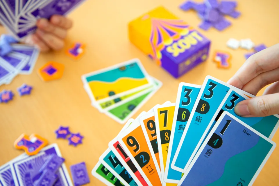 SCOUT card game set up for play.