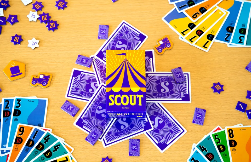 Close view of SCOUT playing cards.