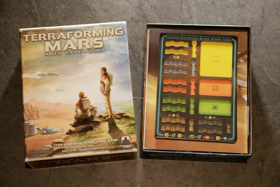 Terraforming Mars: Ares Expedition set up on a table.