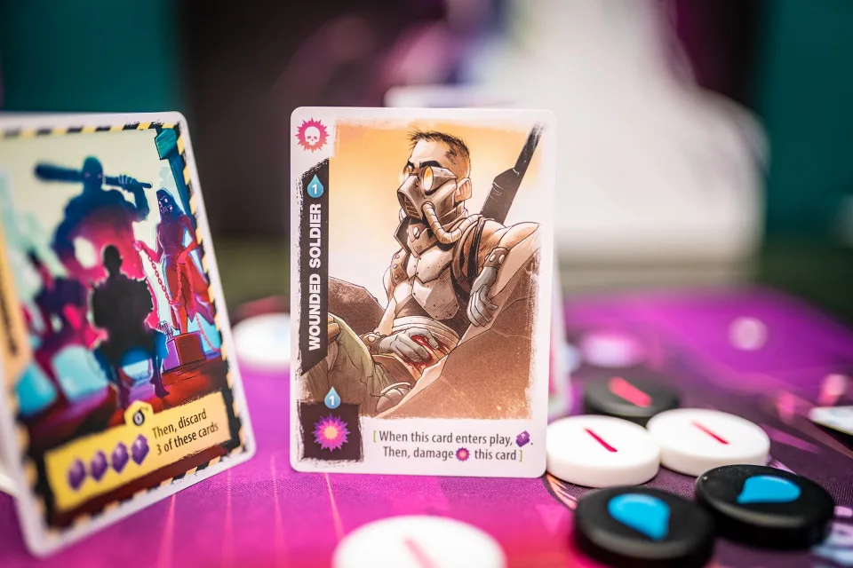Radlands set up on a table for two players.