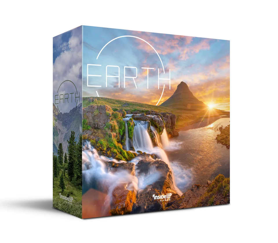 Earth nature-themed tableau-building board game retail box.