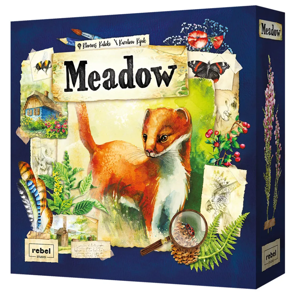 Meadow nature-themed board game retail box.