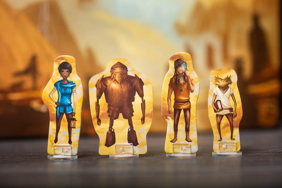 Four illustrated Near and Far character standees.