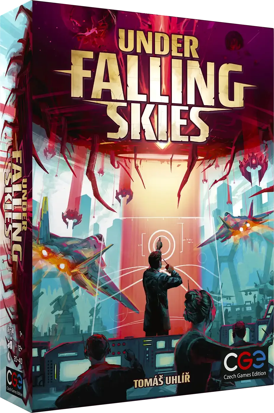 Under Falling Skies solo board game retail box.