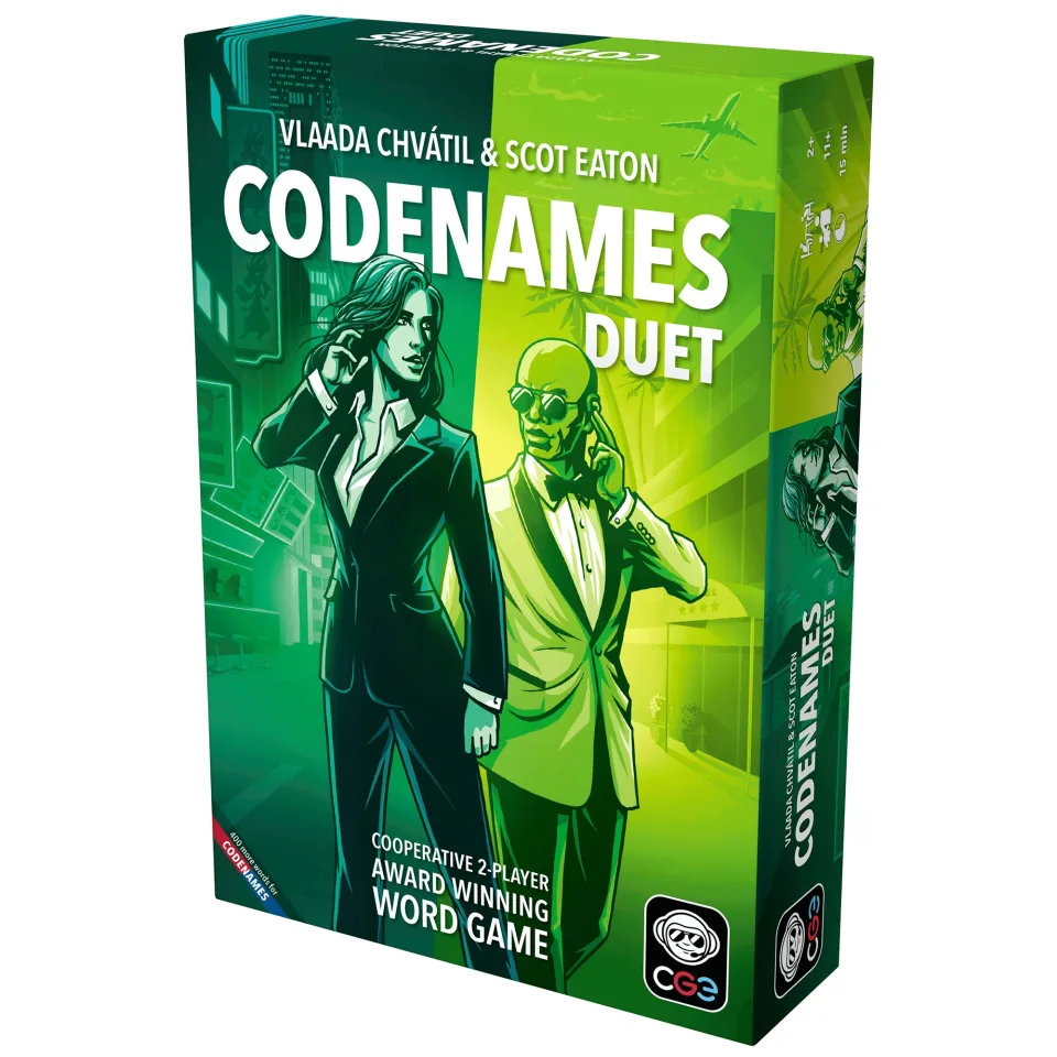 Codenames Duet cooperative word game retail box.