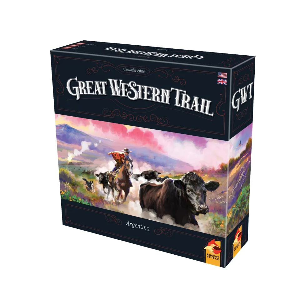 Great Western Trail Argentina game setup on a table.