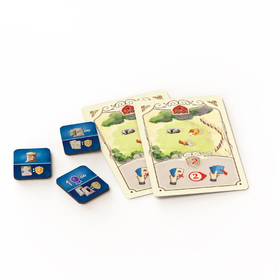 Great Western Trail Argentina train and rail-delivery game materials.