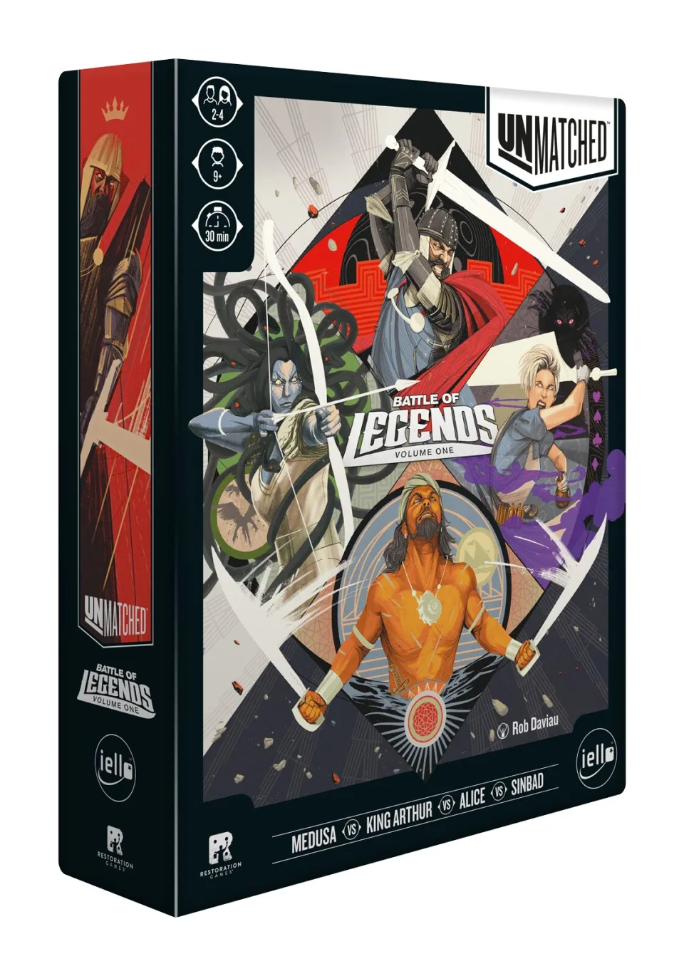 Unmatched Battle of Legends Volume One board game retail box.