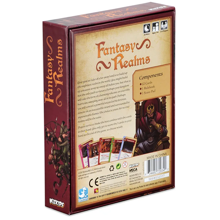 Fantasy Realms cards arranged in a tabletop game layout.