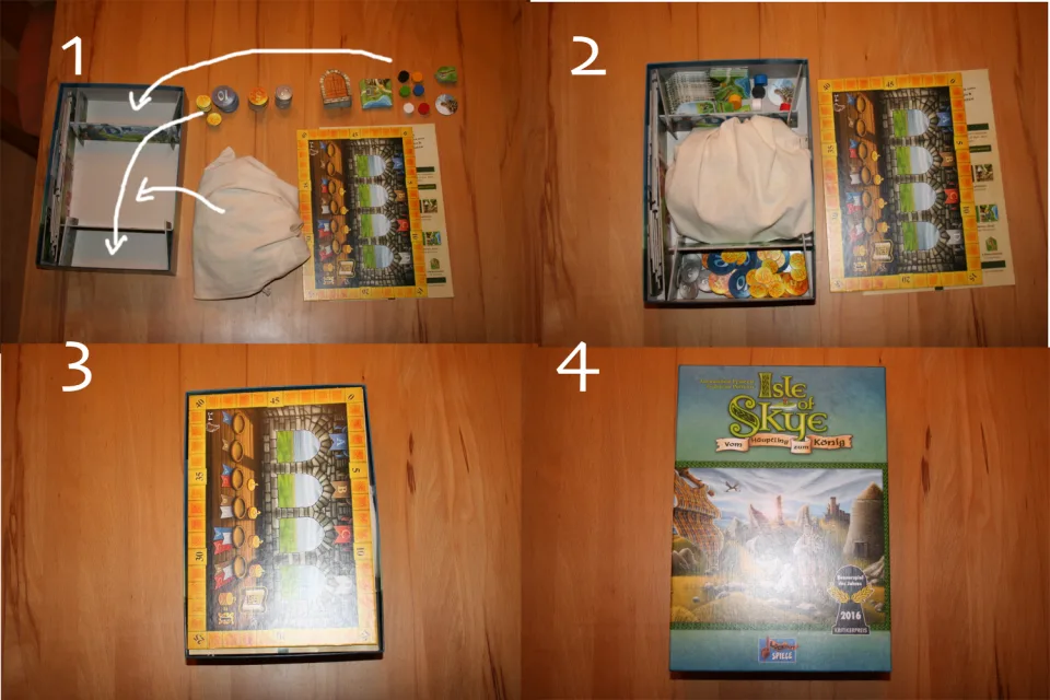 Isle of Skye components fitted into the game box