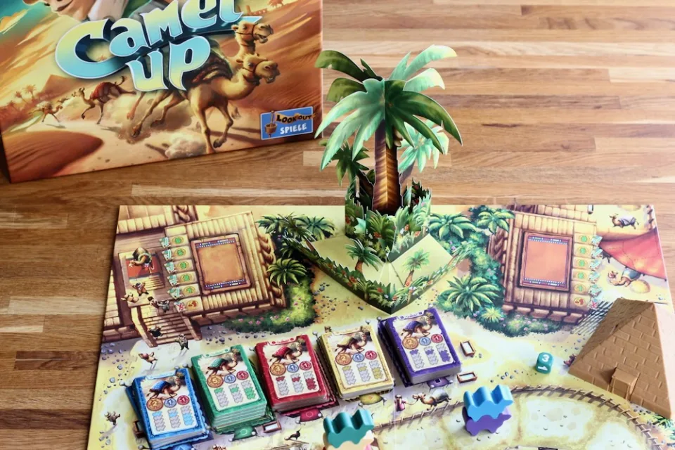Camel Up second edition set up for a camel race
