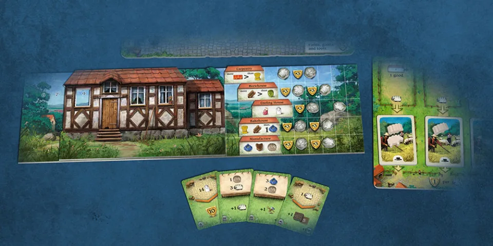 Hallertau boards cards and wooden game components