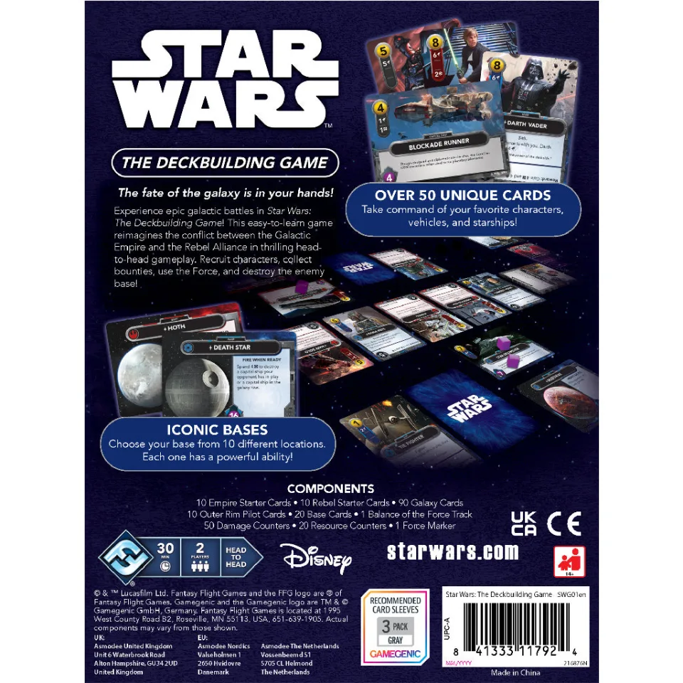Back of the Star Wars The Deckbuilding Game box