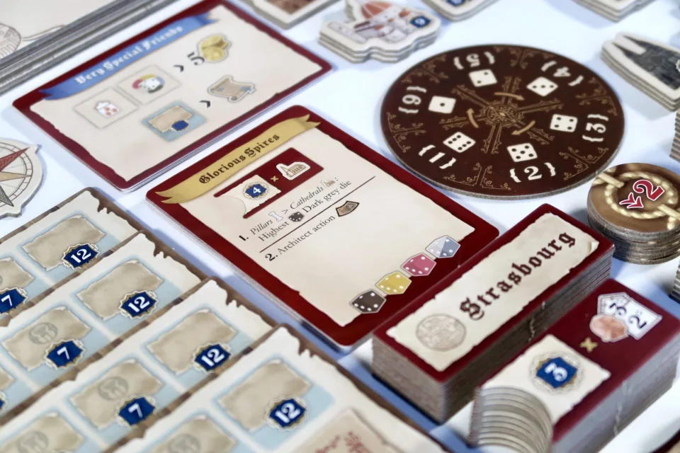 Tiletum action cards with dice choices