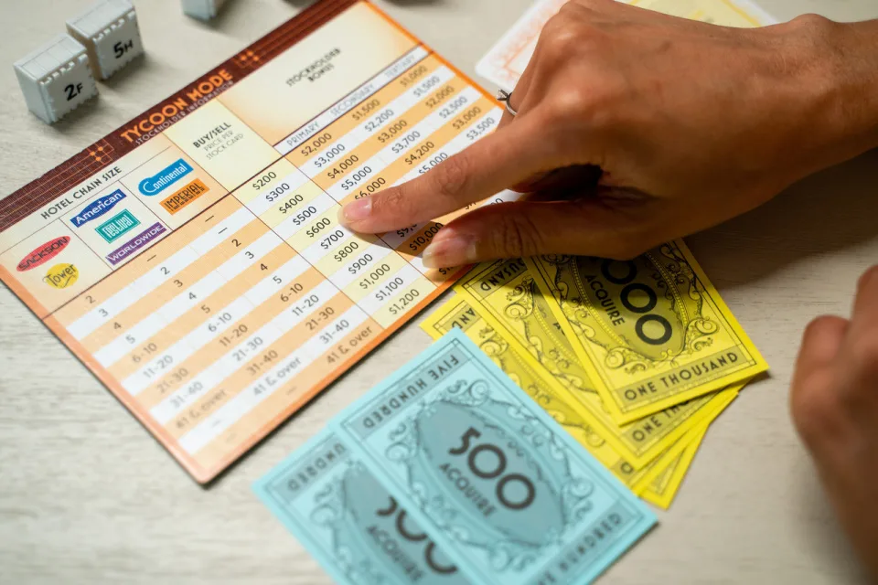 Acquire stock market tray, stock cards, and paper money