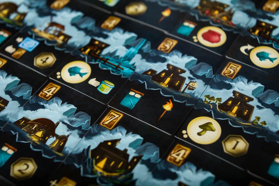 Above and Below town and cavern board tile close-up